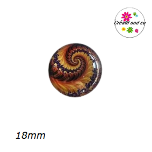 Cabochon tourbillon de moutarde et mauve  18mm