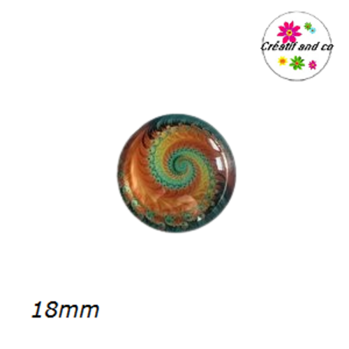 Cabochon tourbillon de vert/orange 18mm
