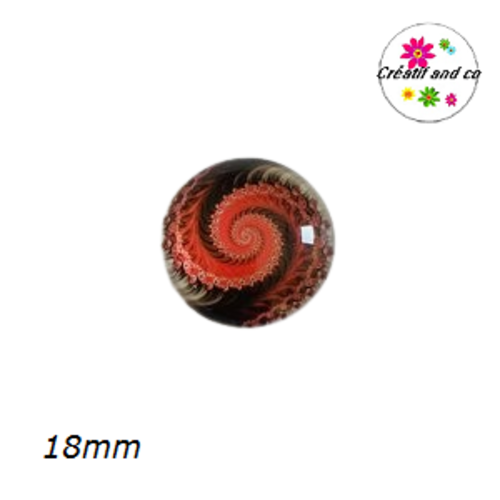 Cabochon tourbillon de rouge et gris 18mm