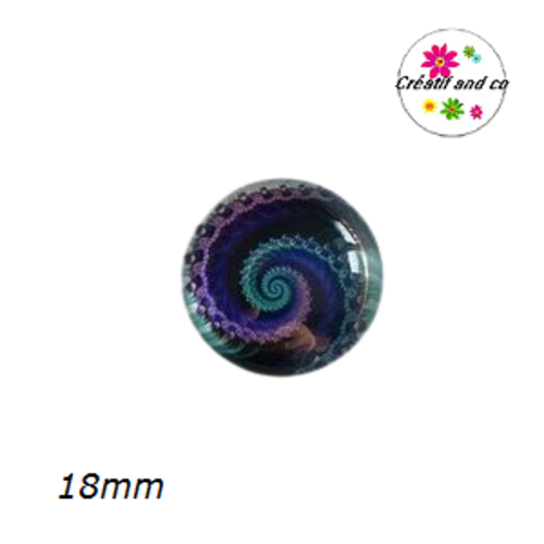 Cabochon tourbillon de mauve, bleu et vert 18mm