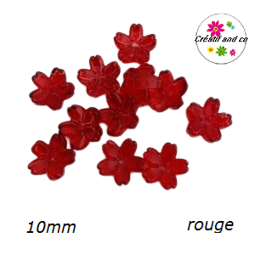 Calotte forme fleur de cerisier verre rouge 10mm