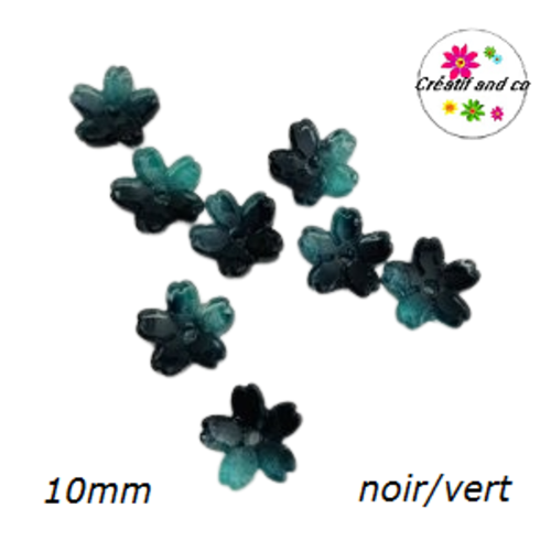 Calotte forme fleur de cerisier verre noire/verte 10mm