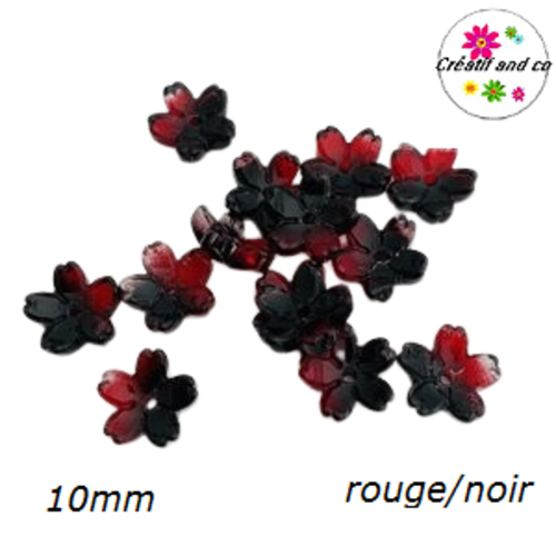 Calotte forme fleur de cerisier verre rouge/noire 10mm
