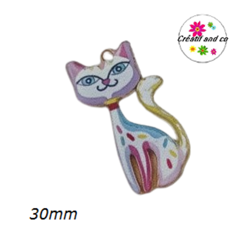 Breloque chat multicouleur 30mm