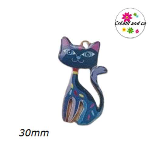 Breloque chat multicouleur 30mm