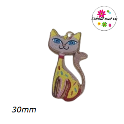 Breloque chat multicouleur 30mm