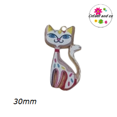 Breloque chat multicouleur 30mm
