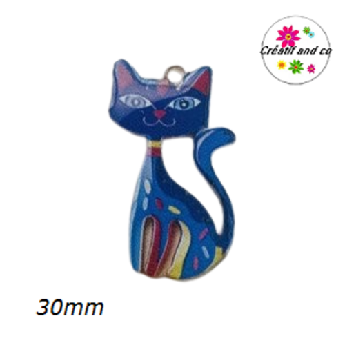 Breloque chat multicouleur 30mm
