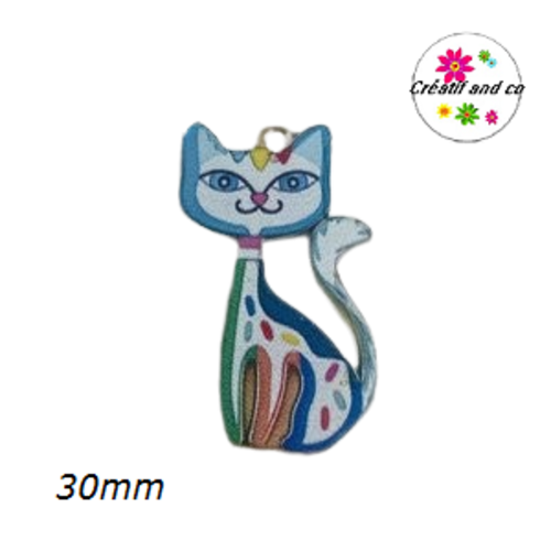 Breloque chat multicouleur 30mm