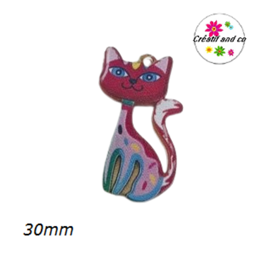 Breloque chat multicouleur 30mm