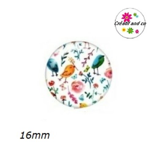 X2 cabochons nuée d'oiseaux 16mm