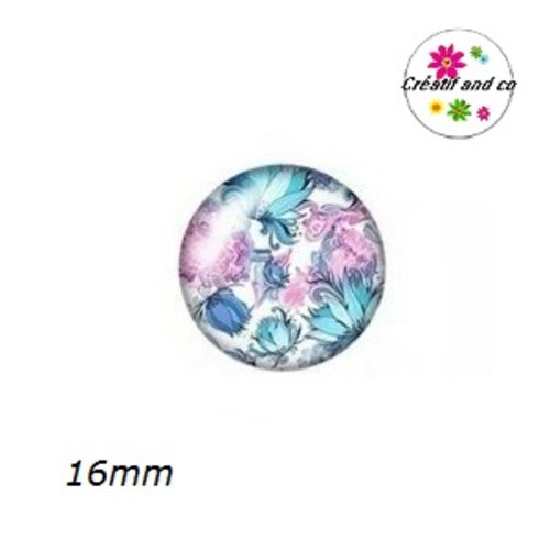 X2 cabochons fleuris 16mm
