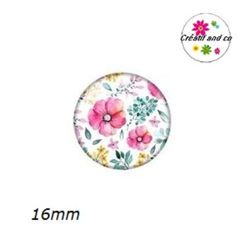 X2 cabochons fleuris 16mm