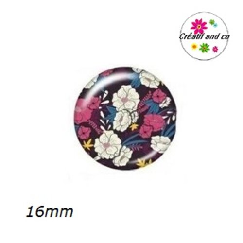 X2 cabochons fleuris 16mm
