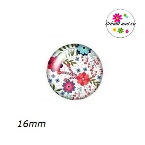 X2 cabochons fleuris 16mm