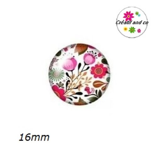X2 cabochons fleuris 16mm