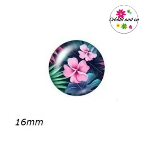 X2 cabochons fleuris 16mm
