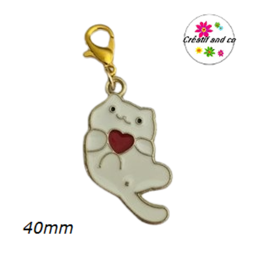 Charm's chat blanc émail 40mm