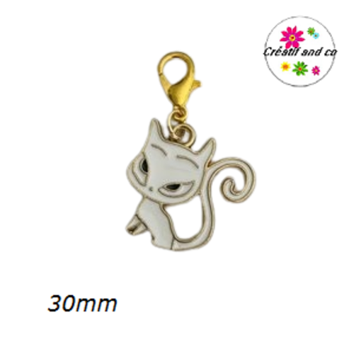 Charm's chat blanc émail 30mm