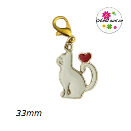 Charm's chat blanc émail 33mm