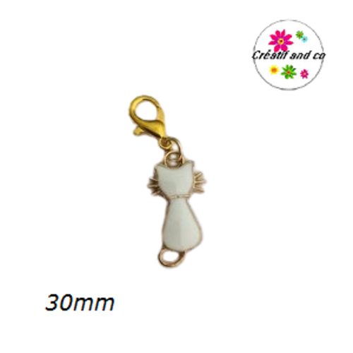 Charm's chat blanc émail 30mm
