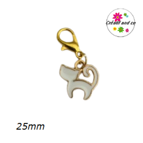 Charm's chat blanc émail 25mm