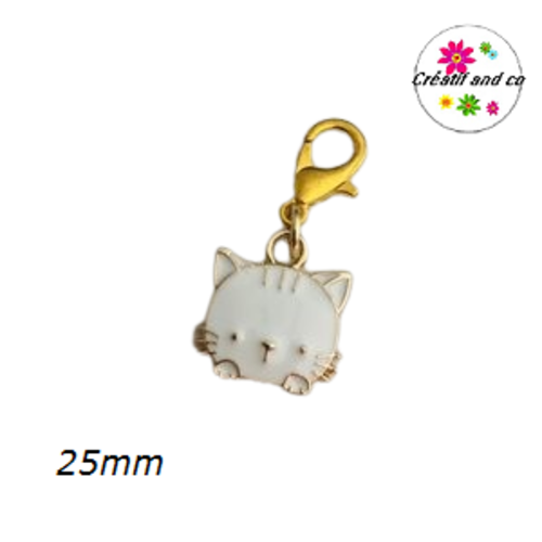 Charm's chat blanc émail 25mm