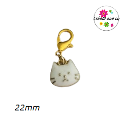 Charm's chat blanc émail 22mm