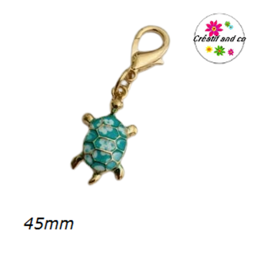 Charm's tortue verte et blanche émail 45mm