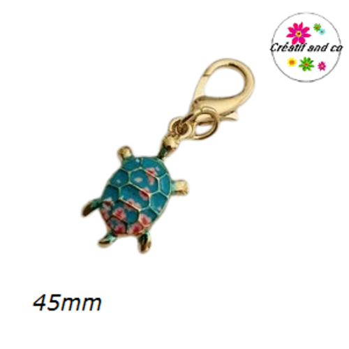 Charm's tortue turquoise et rose émail 45mm