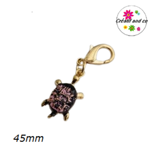 Charm's tortue noire et rose émail 45mm