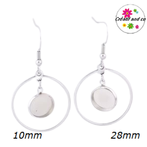Créole 28mm et son support cabochon 10mm