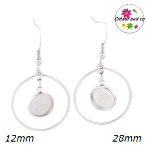 Créole 28mm et son support cabochon 12mm