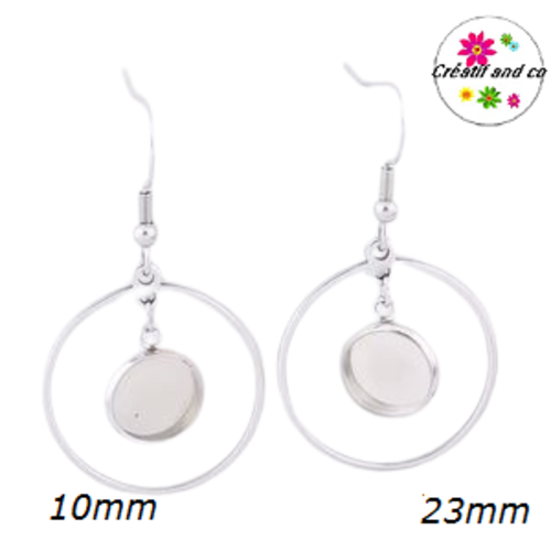 Créole 23mm et son support cabochon 10mm