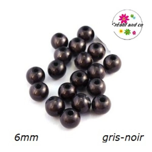 X10 perles magiques grises noires 6mm