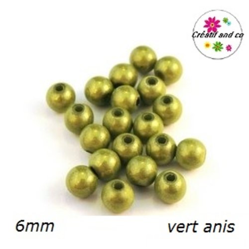 X10 perles magiques vertes anis 6mm