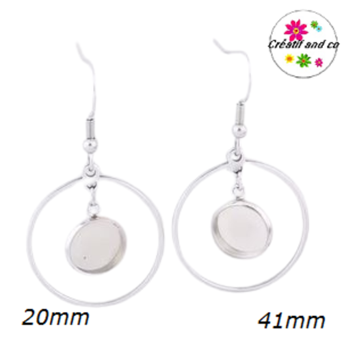 Créole 41mm et son support cabochon 20mm
