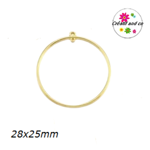 Pendentif connecteur cercle créole métal doré 28mm