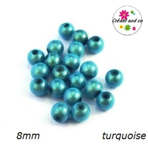 X10 perles magiques turquoises 8mm