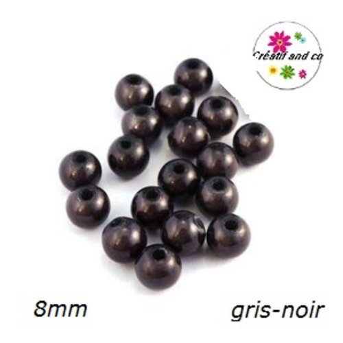X10 perles magiques grise noires 8mm