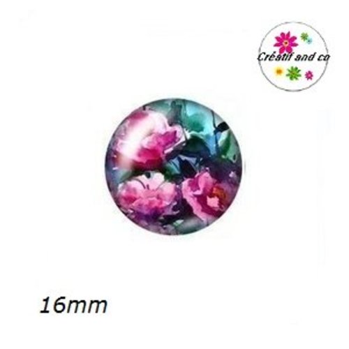 X2 cabochons fleuris 16mm