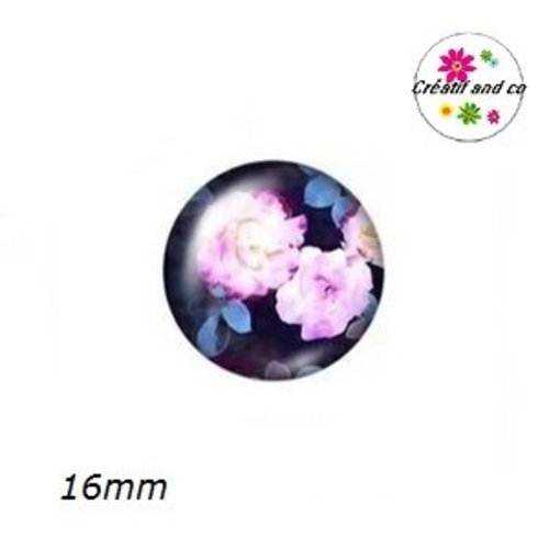 X2 cabochons fleuris 16mm