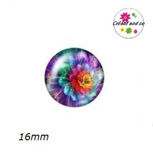 X2 cabochons fleuris 16mm
