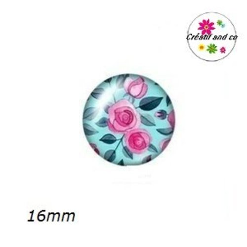 X2 cabochons fleuris 16mm