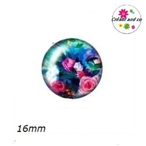 X2 cabochons fleuris 16mm