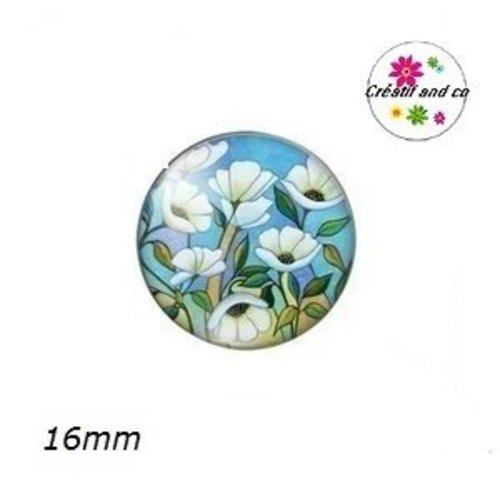 X2 cabochons fleuris 16mm
