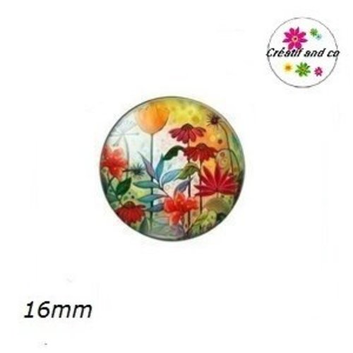 X2 cabochons fleuris 16mm