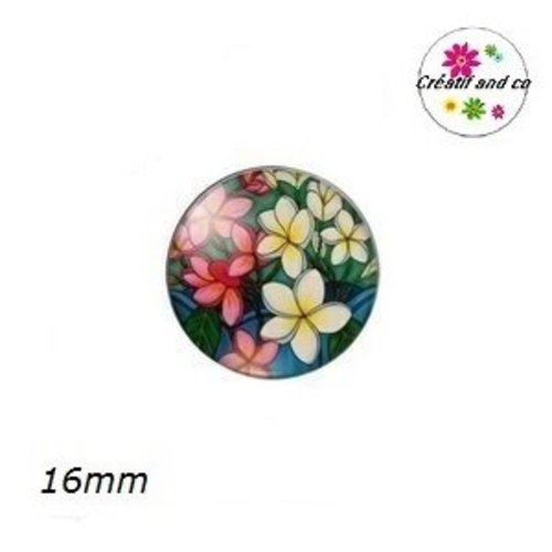 X2 cabochons fleuris 16mm