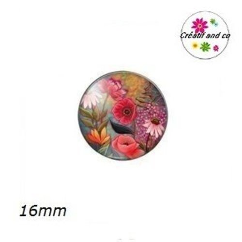 X2 cabochons fleuris 16mm