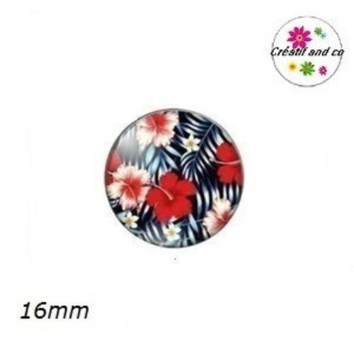 X2 cabochons fleur d'amaryllis 16mm